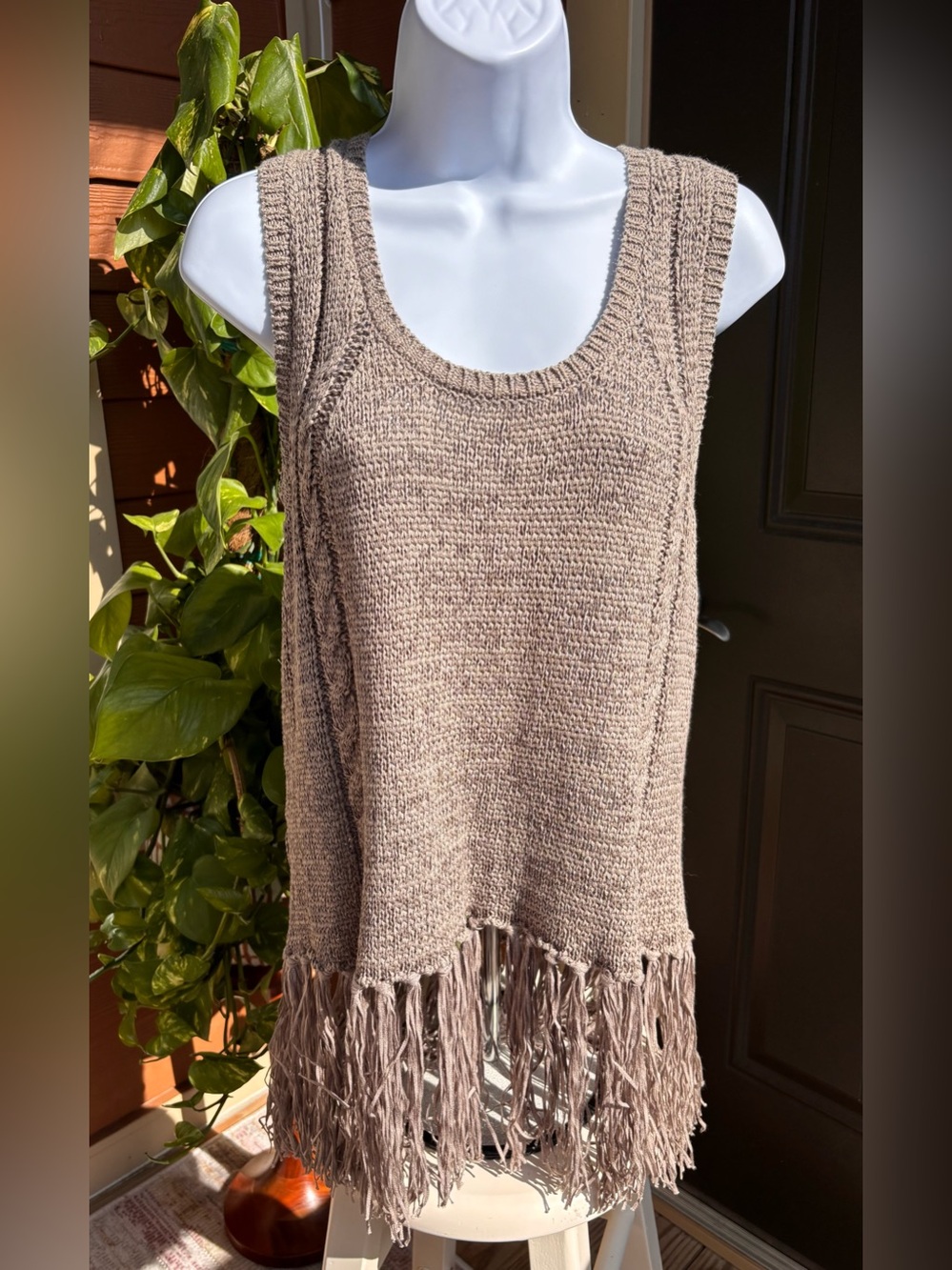 Harve Benard Fringed Knit Tank Top